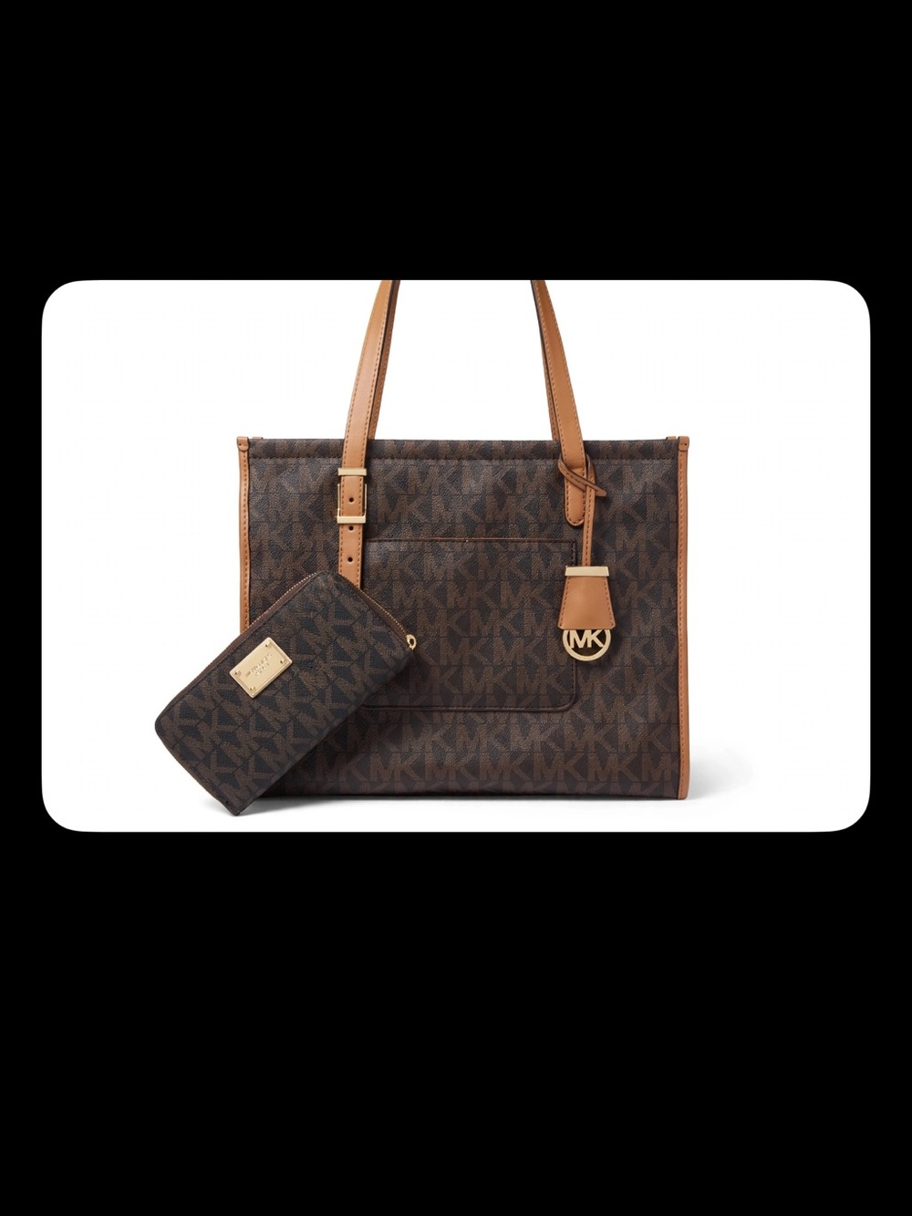 Michael Kors Brown Monogram Tote with Wallet Set